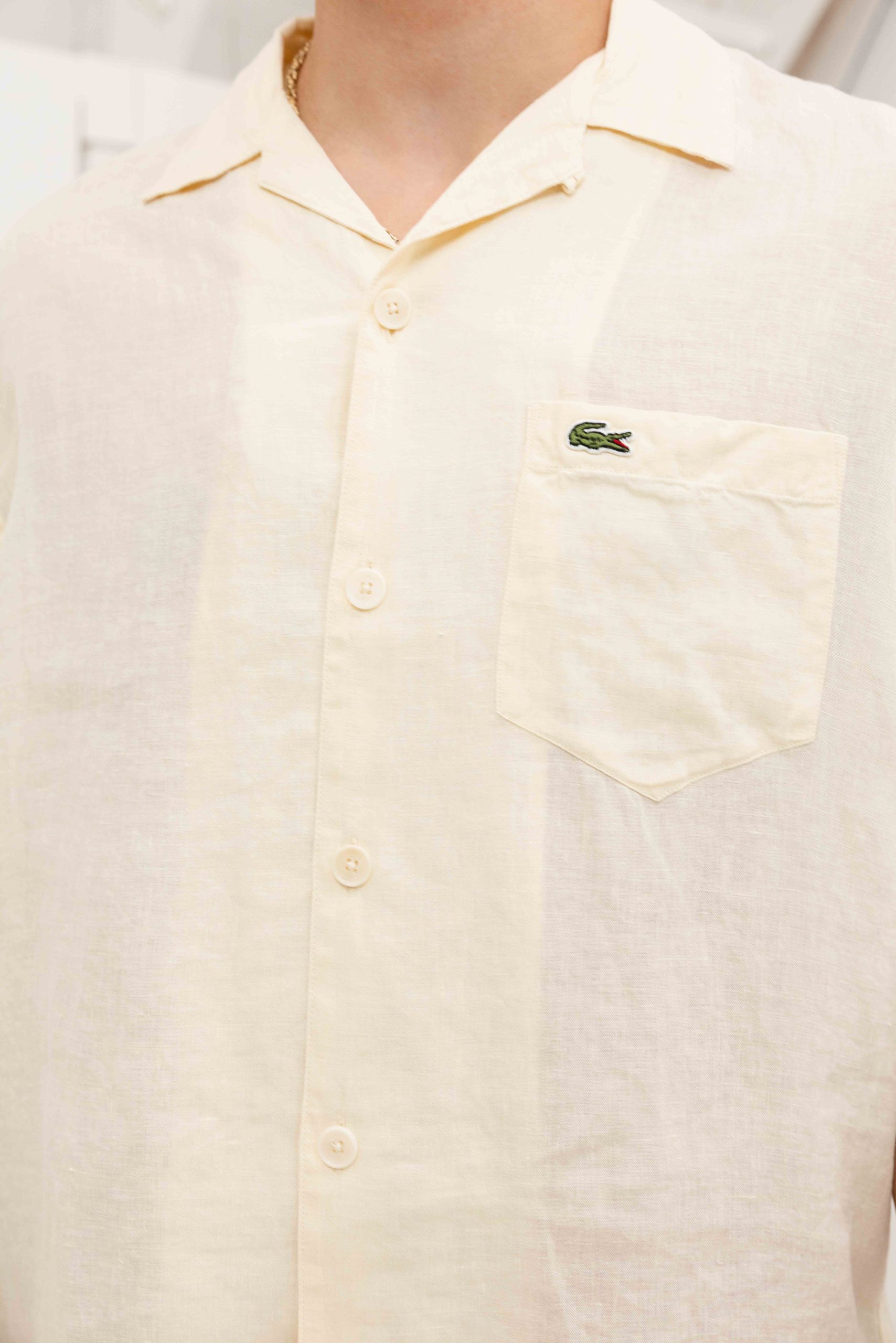 Lacoste Relaxed Fit Linnen Overhemd Heren Beige