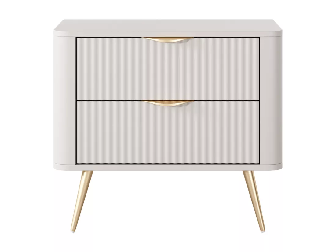 Table de chevet - 2 tiroirs - Beige et doré - ELONARIA de Pascal Morabito