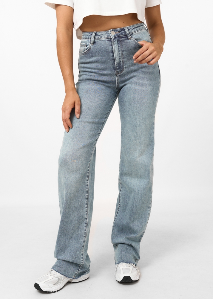 Straight leg stretch jeans sea blauw