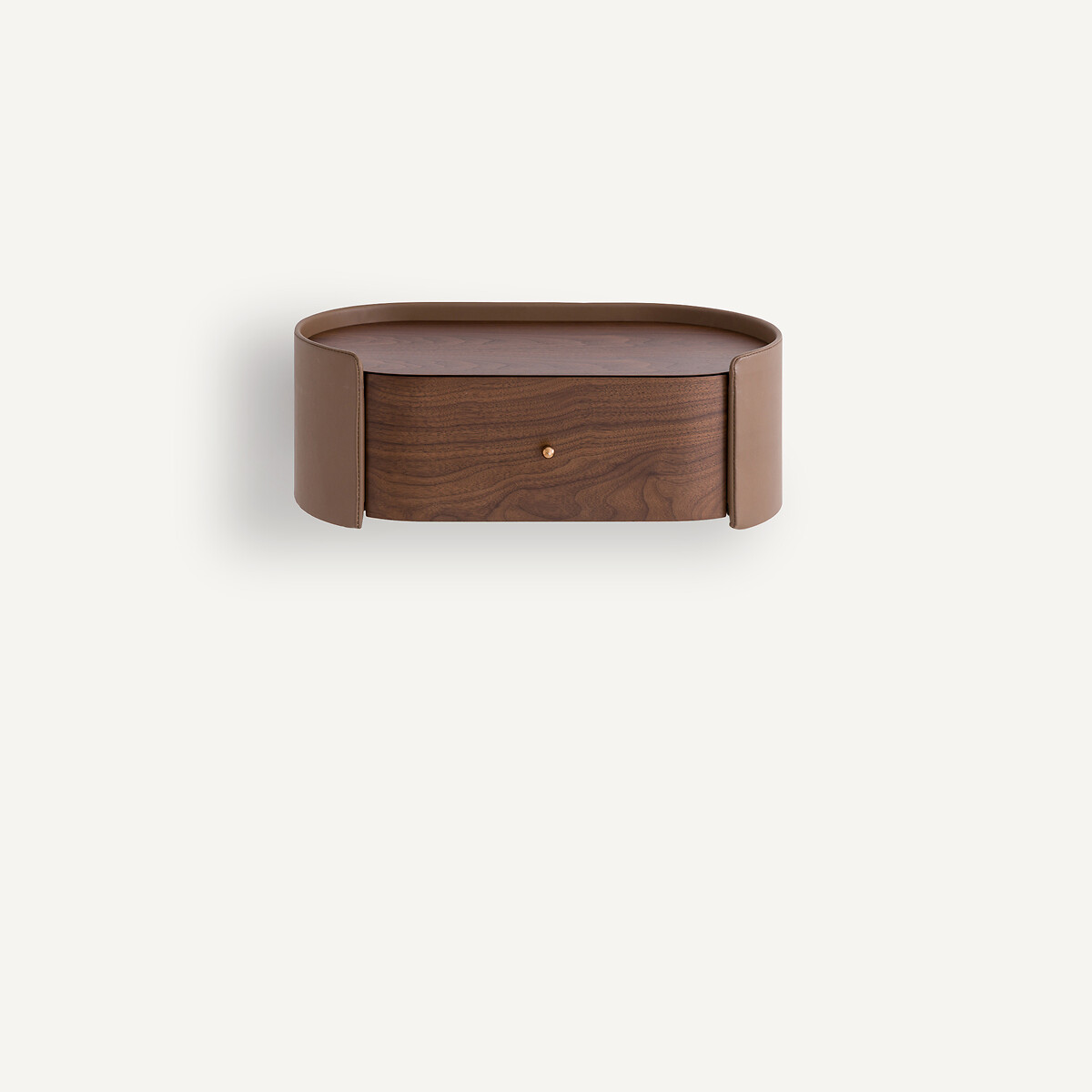 AM.PM<br>Mesa de cabeceira de parede com folheado de nogueira e couro, Firmo