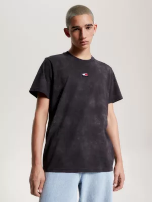Camiseta Tie-Dye com Estampa de Emblema