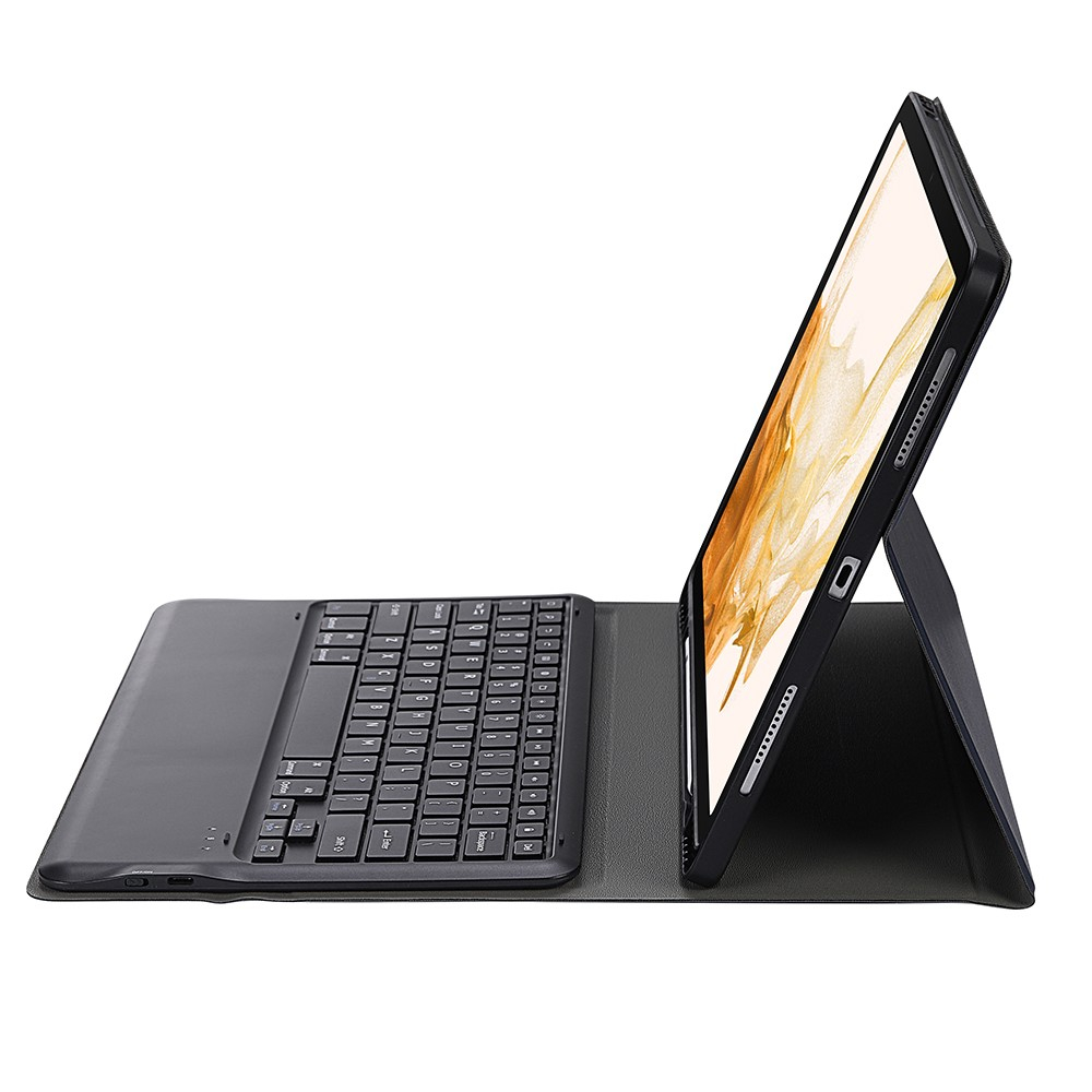 Samsung Galaxy Tab S8  Plus / Tab S7 FE 5G / Tab S7  Plus Leder Tasche mit Bluetooth Tastatur (QWERTY)   S-Pen Halterung - Dunkelblau