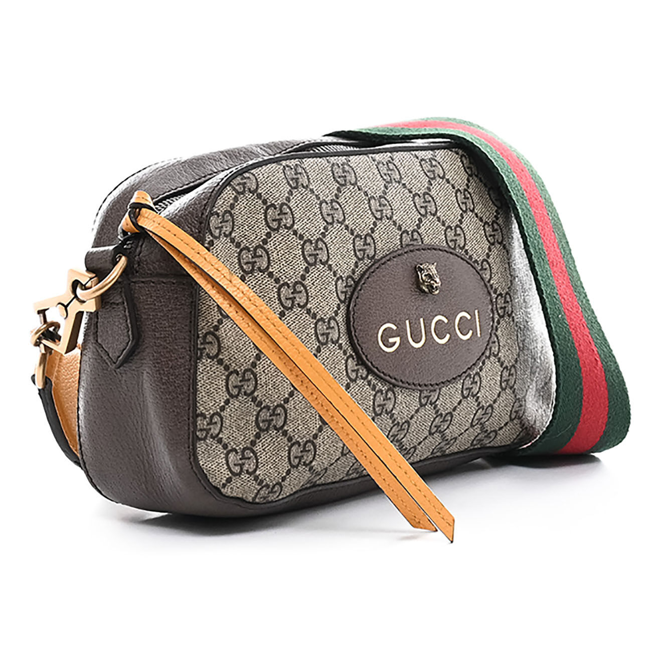 Gucci Sac bandoulière Neo Vintage en Toile enduite Monogramme & Cuir beige - Très bon état - L.23 cm