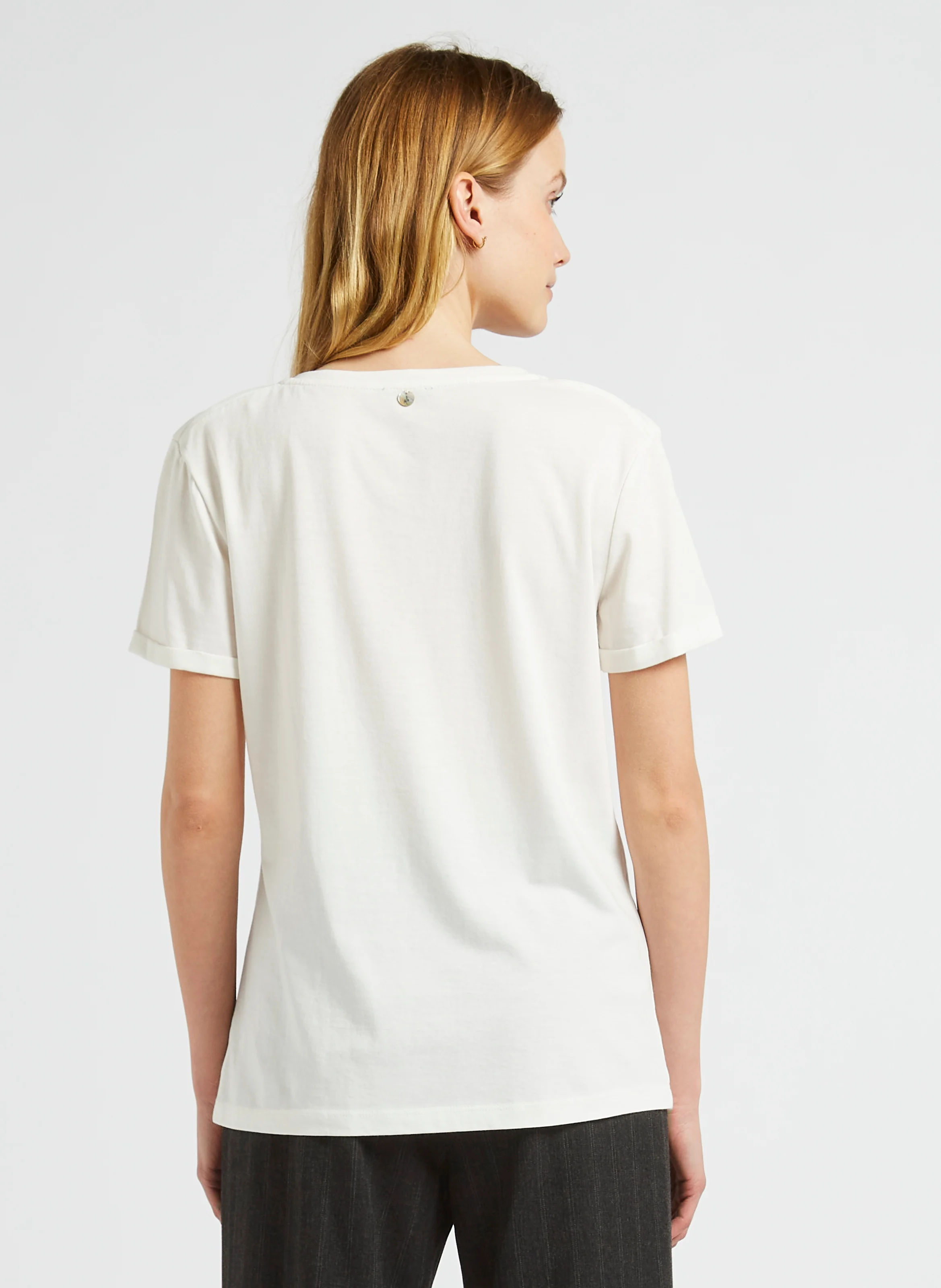 MITYA - Tee-shirt col rond en coton mélangé | Blanc