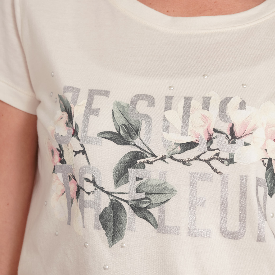Gina Collection Damen T-Shirt mit Print weiss