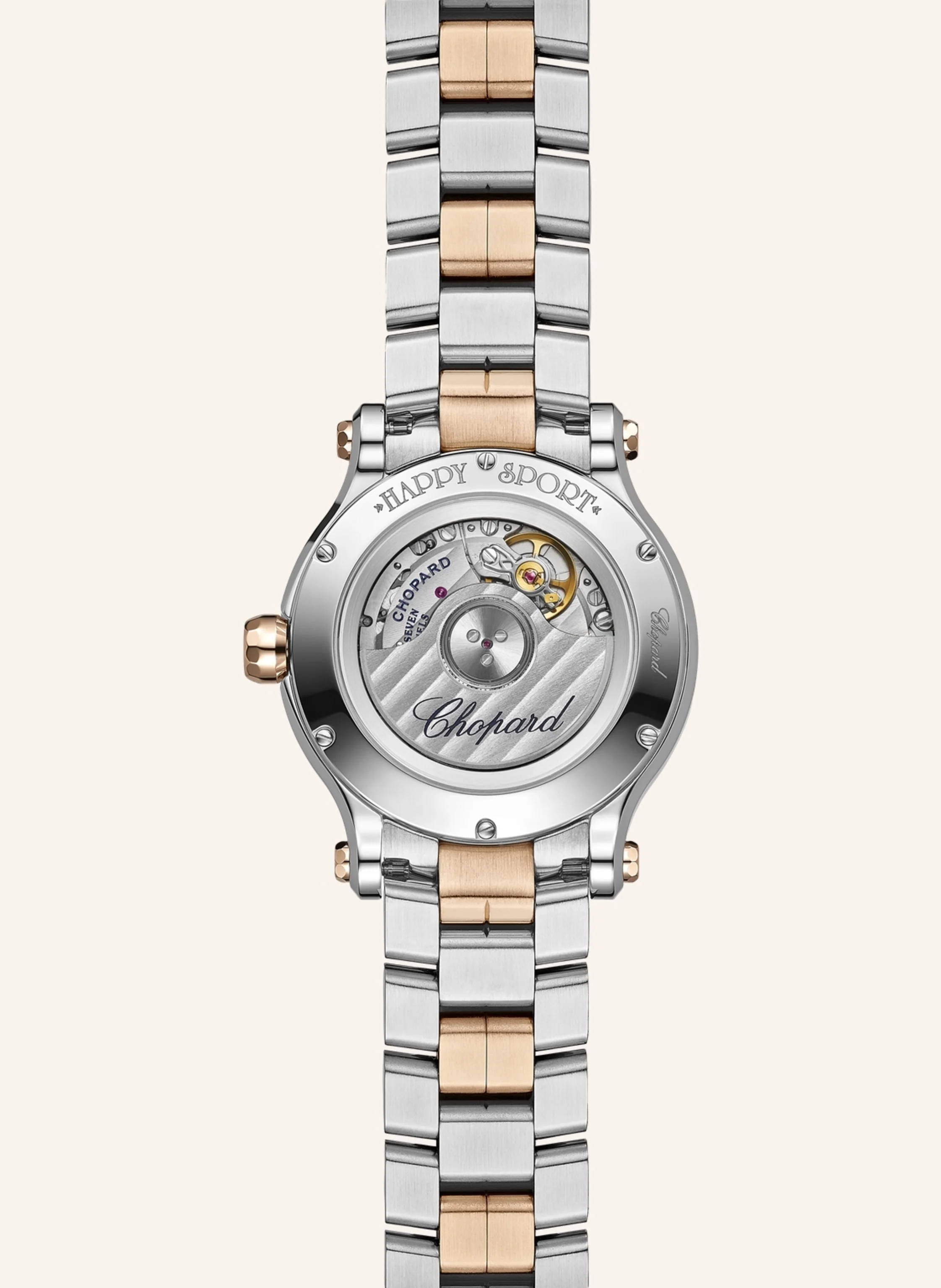 Chopard Uhr HAPPY SPORT Uhr mit 33 mm Gehäuse, Automatik, 18 Karat Roségold, Edelstahl und Diamanten