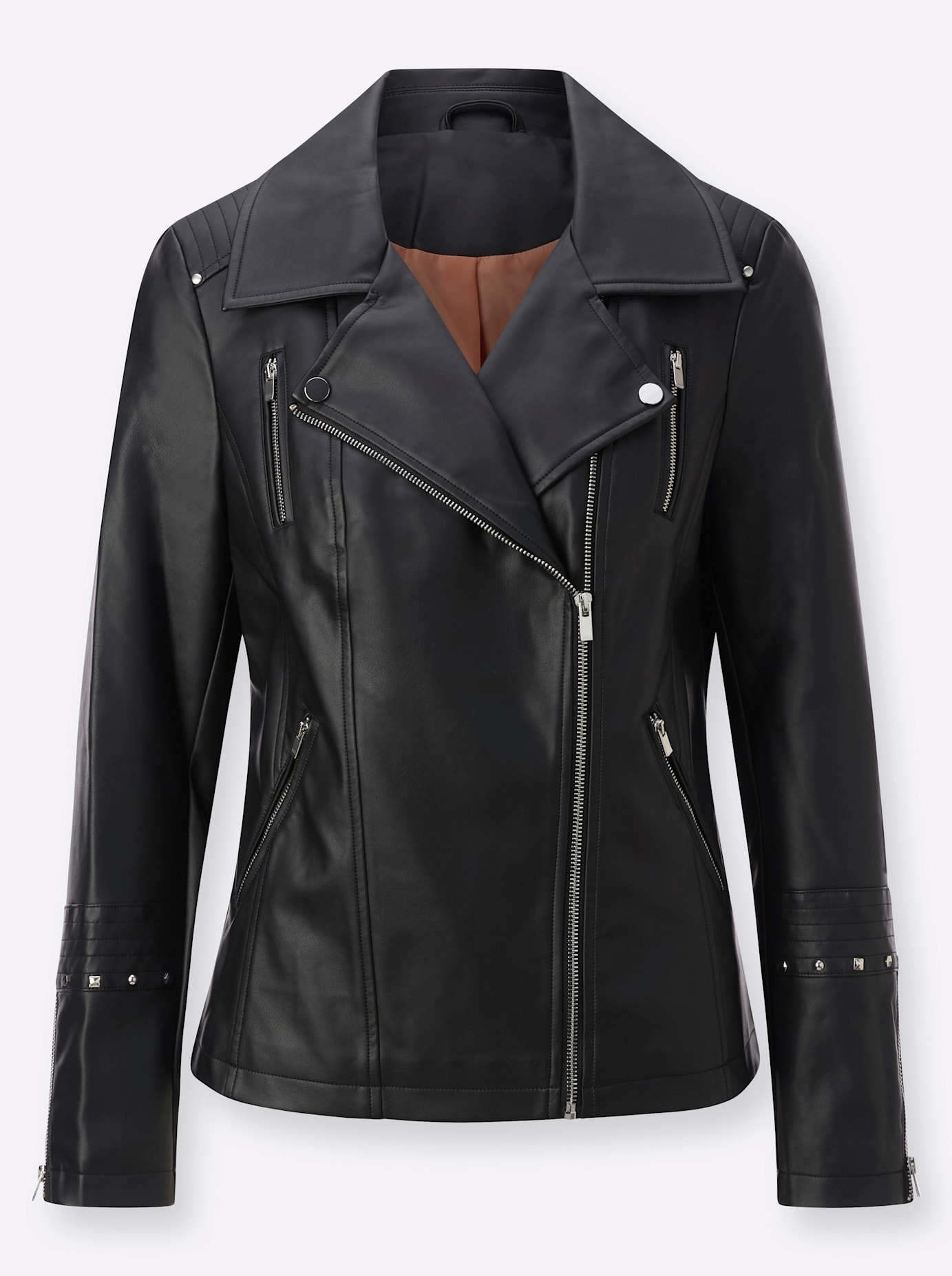 Inspirationen Lederimitatjacke ohne Kapuze