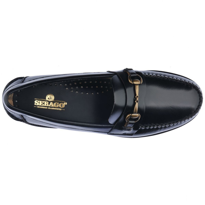 CLASSIC JOE Noir MOCASSIN-Mocassin pour femme en cuir brossé mord décoratif