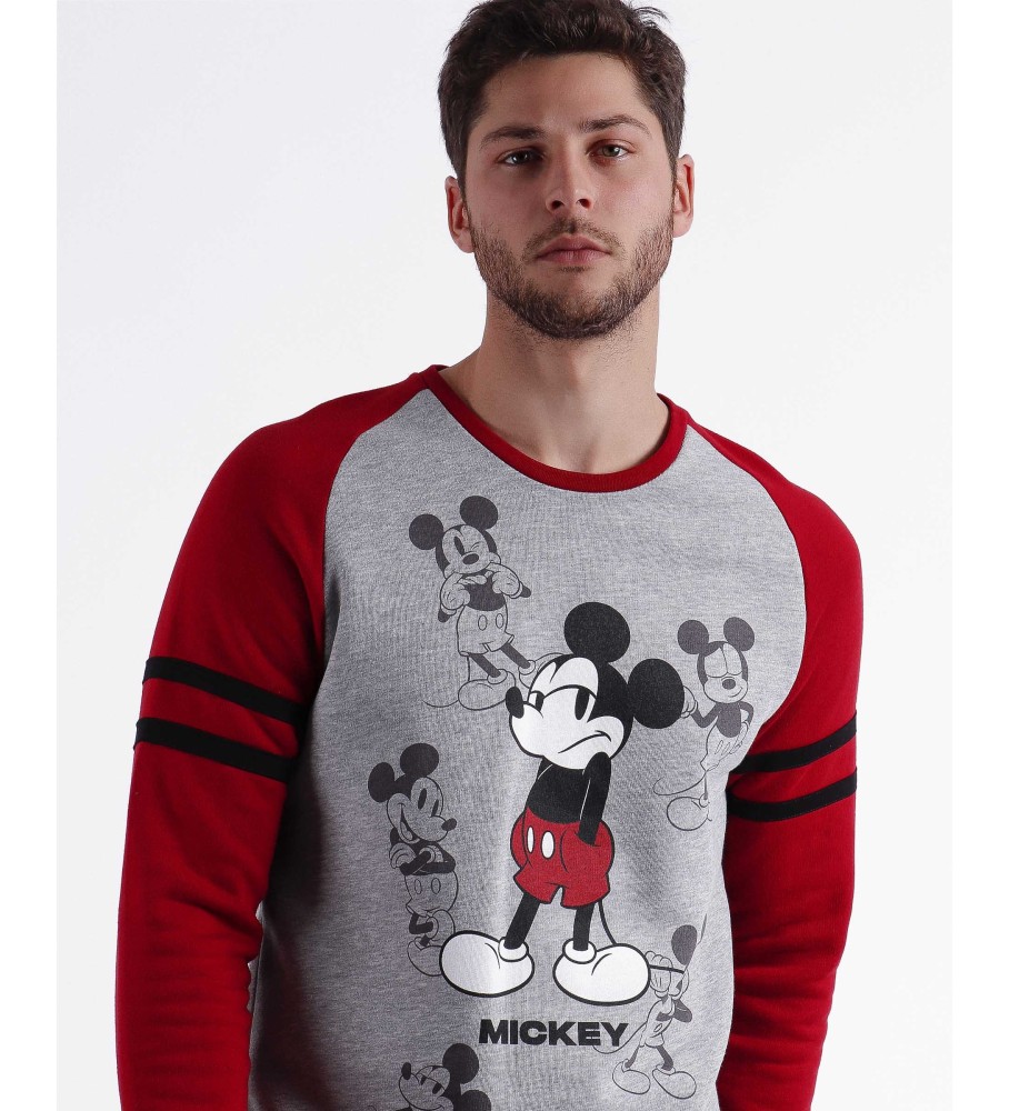 Pijama de manga comprida Disney Mickey Shadows cinza