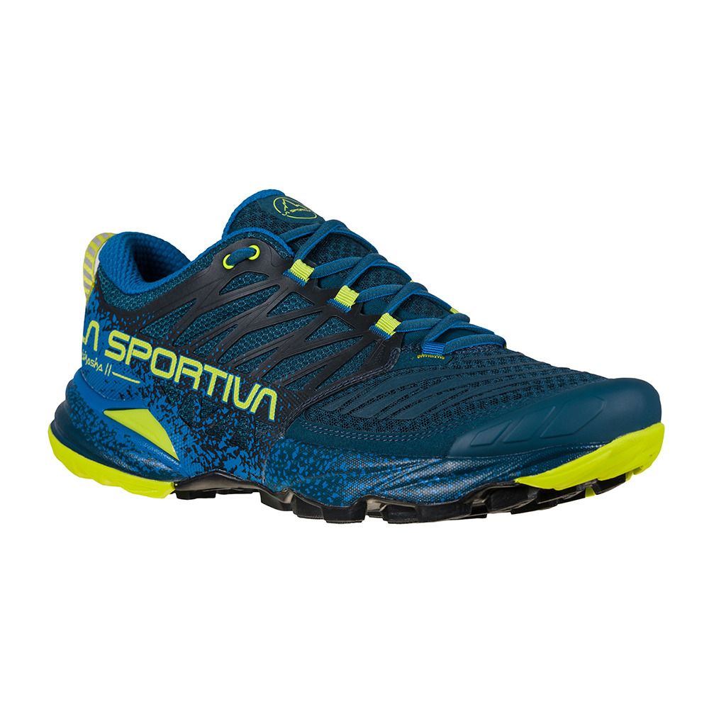 La Sportiva AKASHA II - Chaussures trail Homme storm blue/lime punch