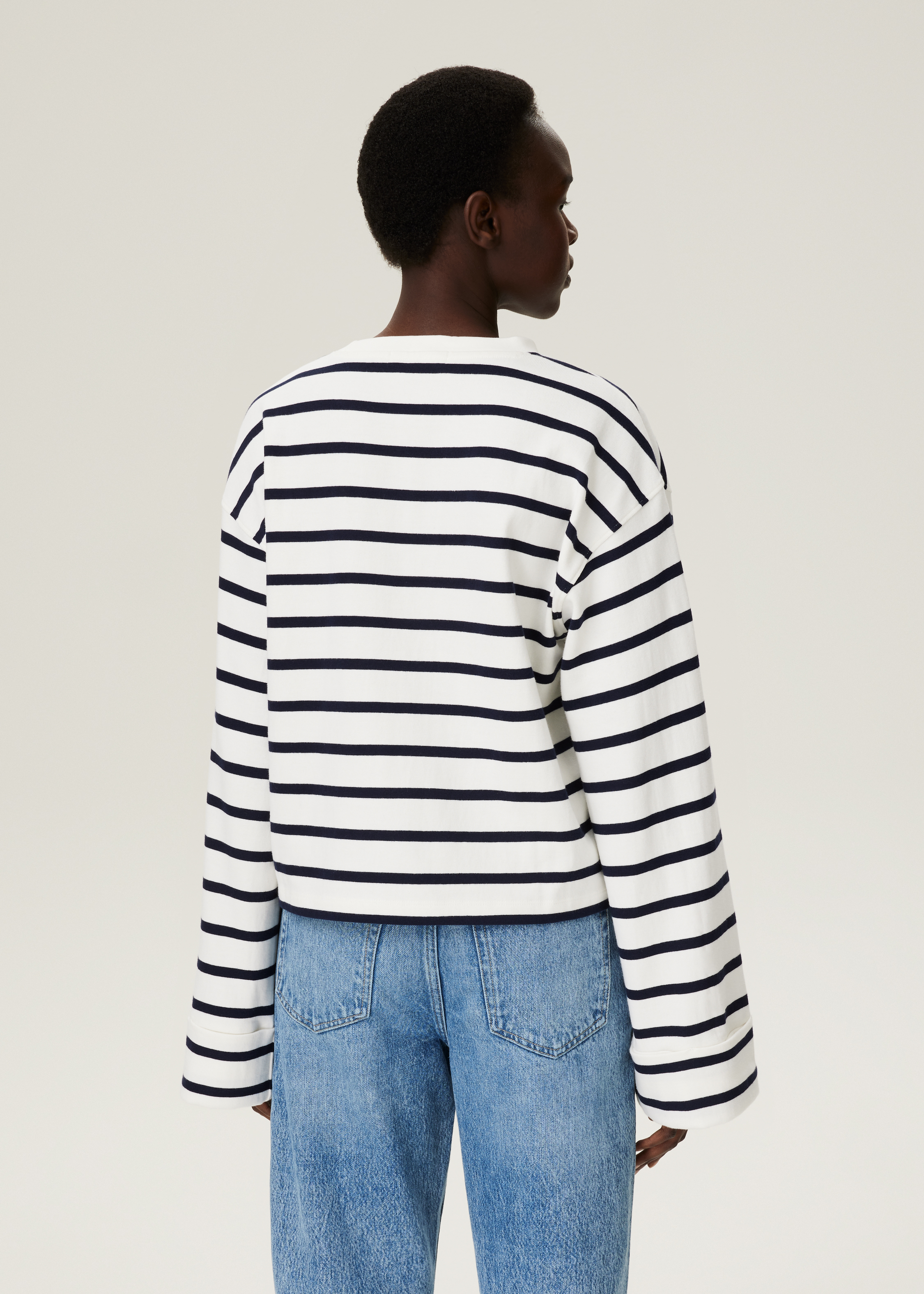 Cropped t-shirt met streep patroon