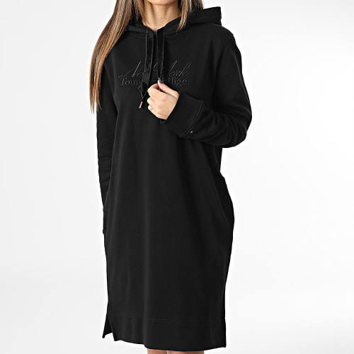 Robe Sweat Capuche Femme Regular Velvet Trim 7100 Noir
