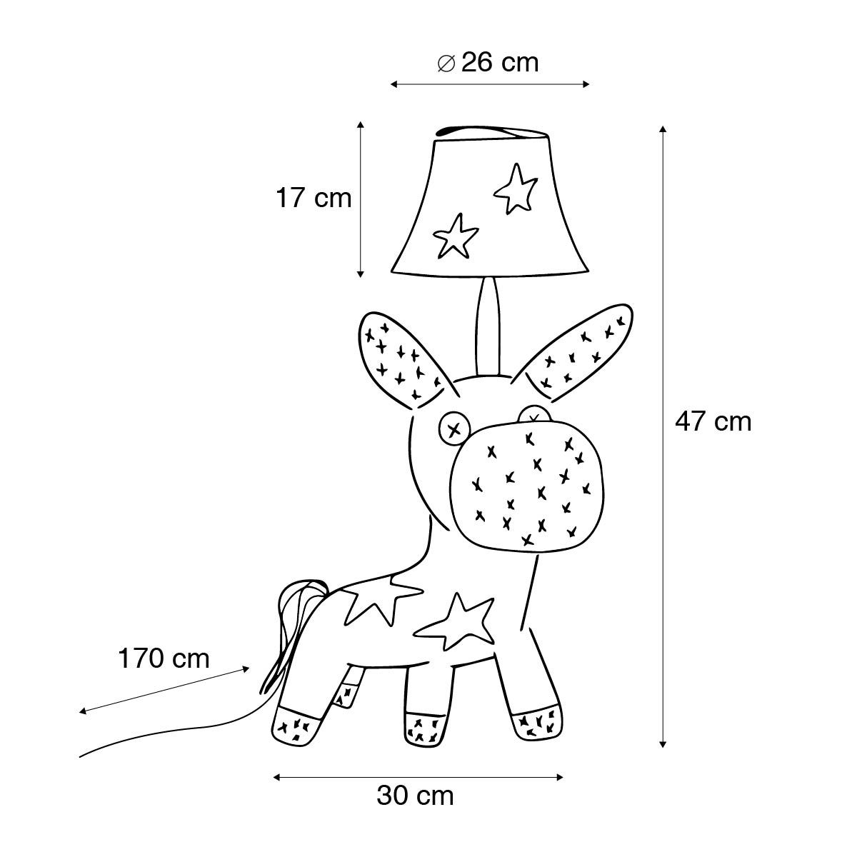 Kinder tafellamp paard sterren incl. LED - Finn
