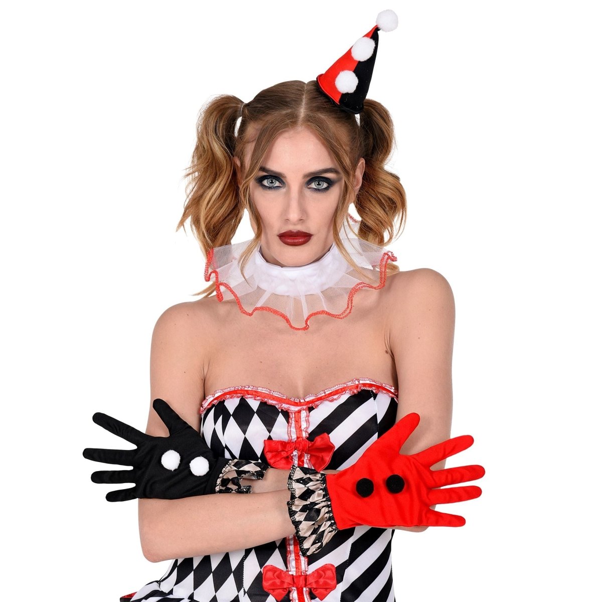 Halloween Accessoireset Zwart Rood Harlekijn