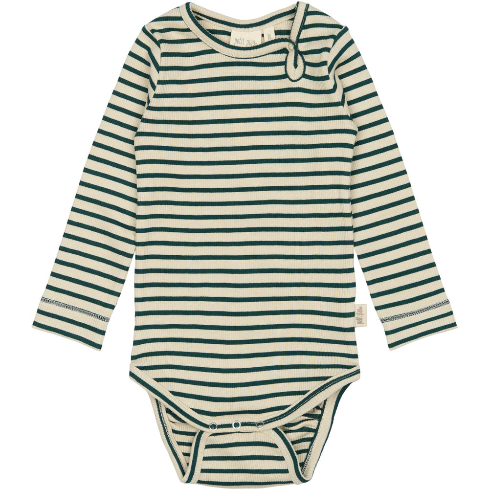 Køb Petit Piao Dark Sea/off White Body L/S Modal Striped