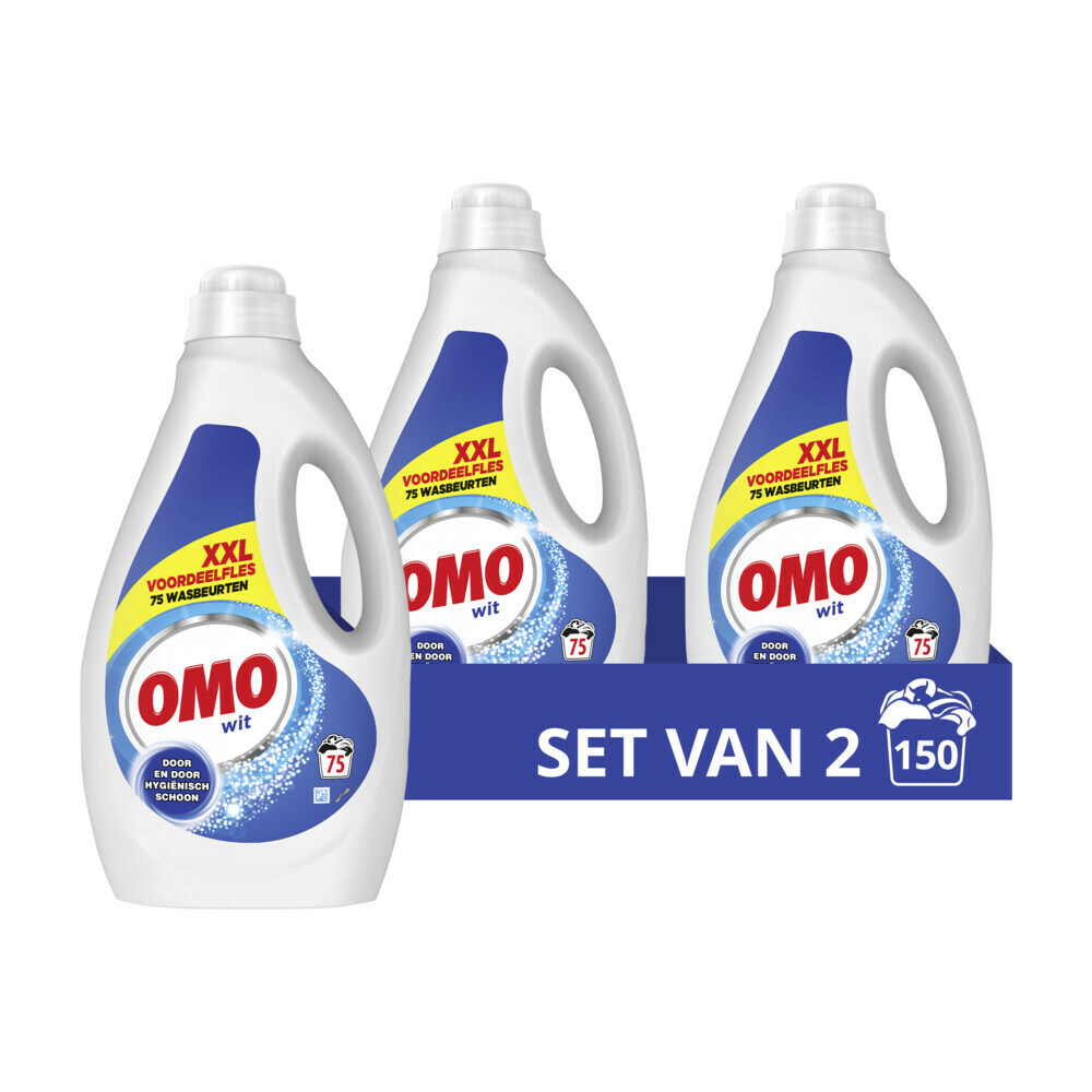 2x OMO Vloeibaar Wasmiddel Wit 75 Wasbeurten3750 ml
