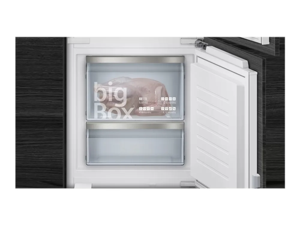 Siemens iQ500 KI87SADE0 - Køleskab/fryser - bund-fryser - til indbygning - bredde: 56 cm - dybde: 55 cm - højde: 177.5 cm - 272 liter - Klasse E - hyperFresh plus / LED-belysningen / softClose - Fladhængsel