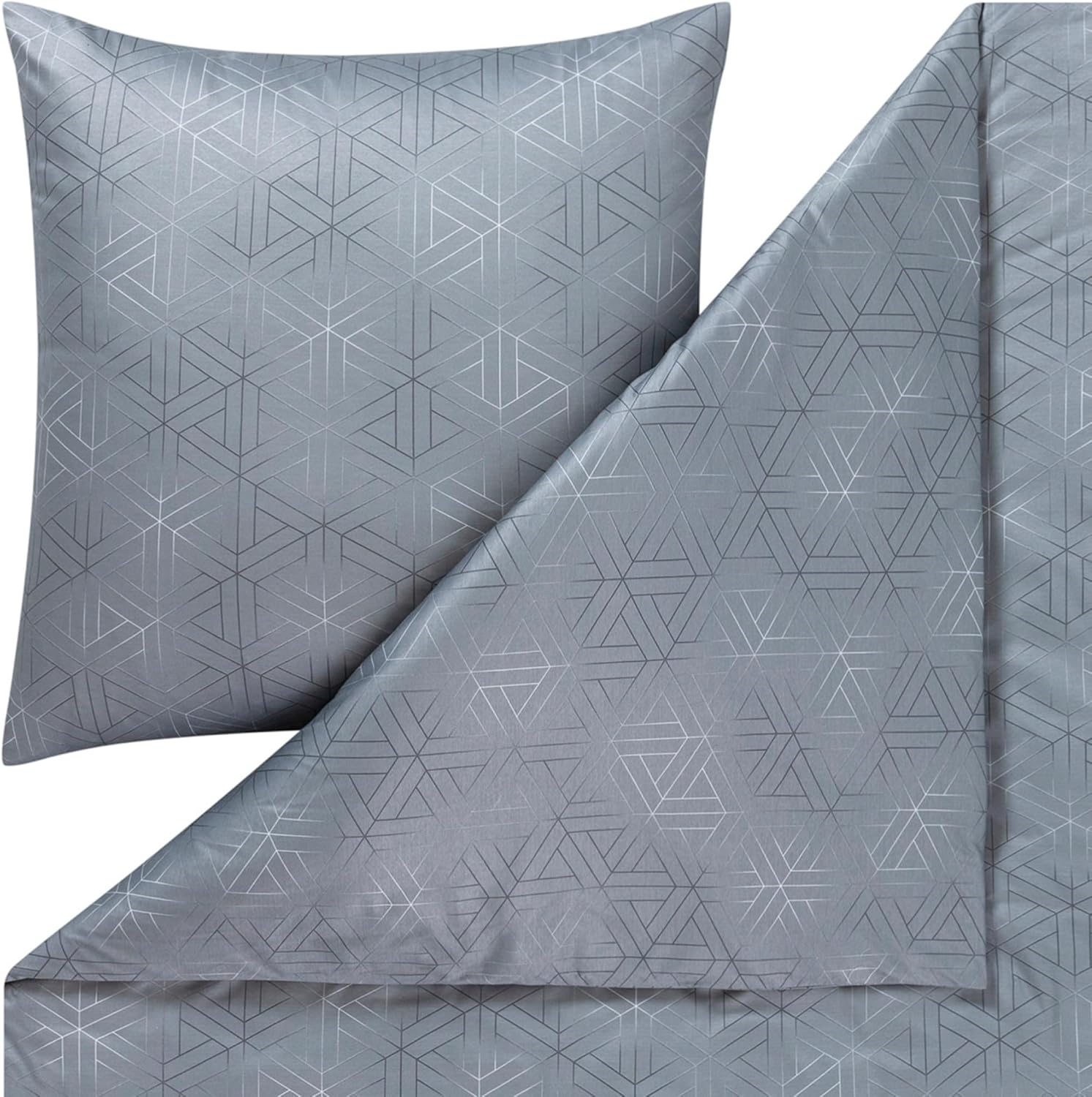 ESTELLA Mako Interlock Jersey Bettwäsche Pippa | 100% Baumwolle | trocknerfest und bügelfrei | 135x200 cm + 80x80 cm | Farbe: 840 - Graphit