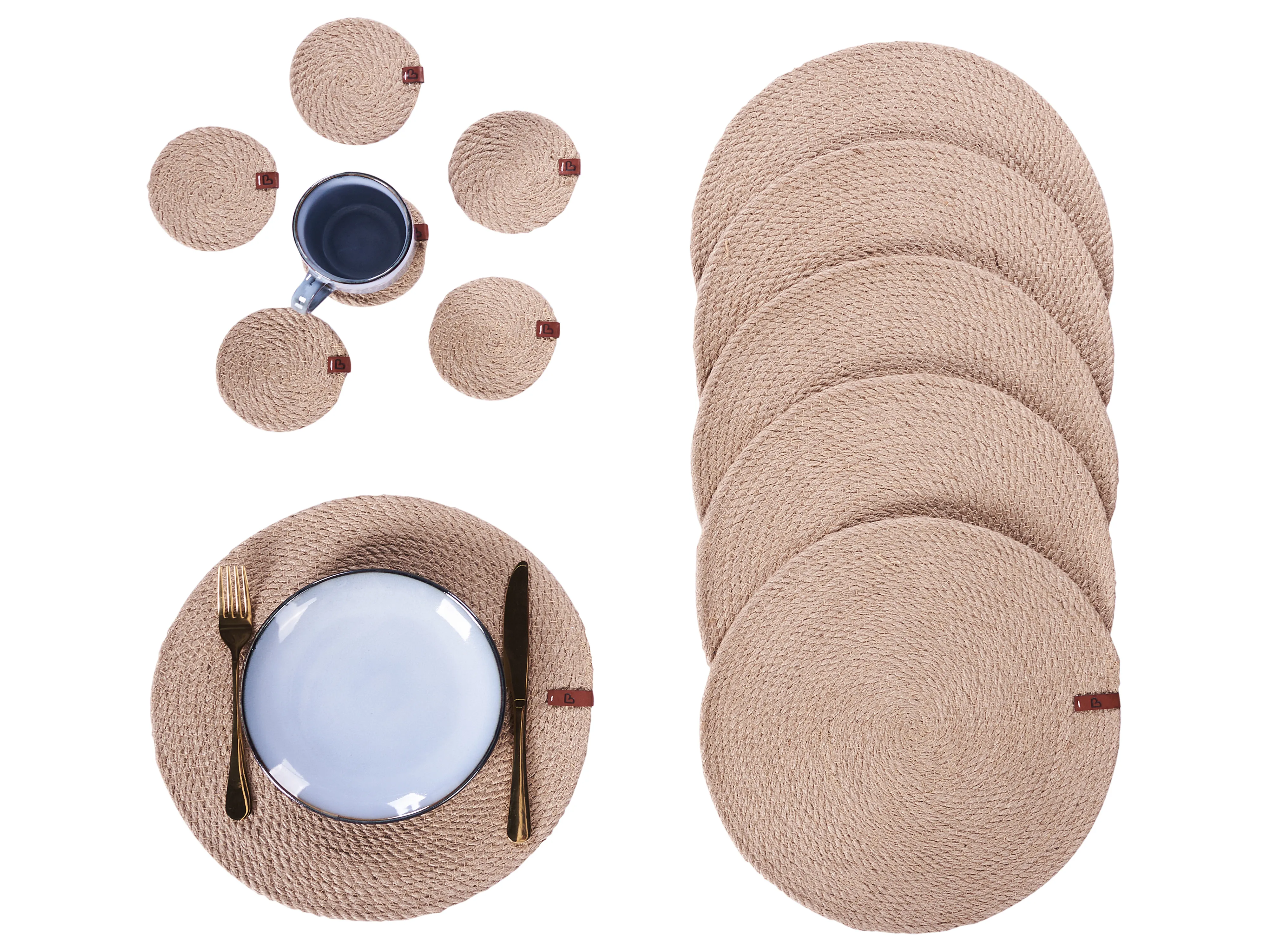 Placemats en onderzetters set MUNTRIES Natuurlijk Jute