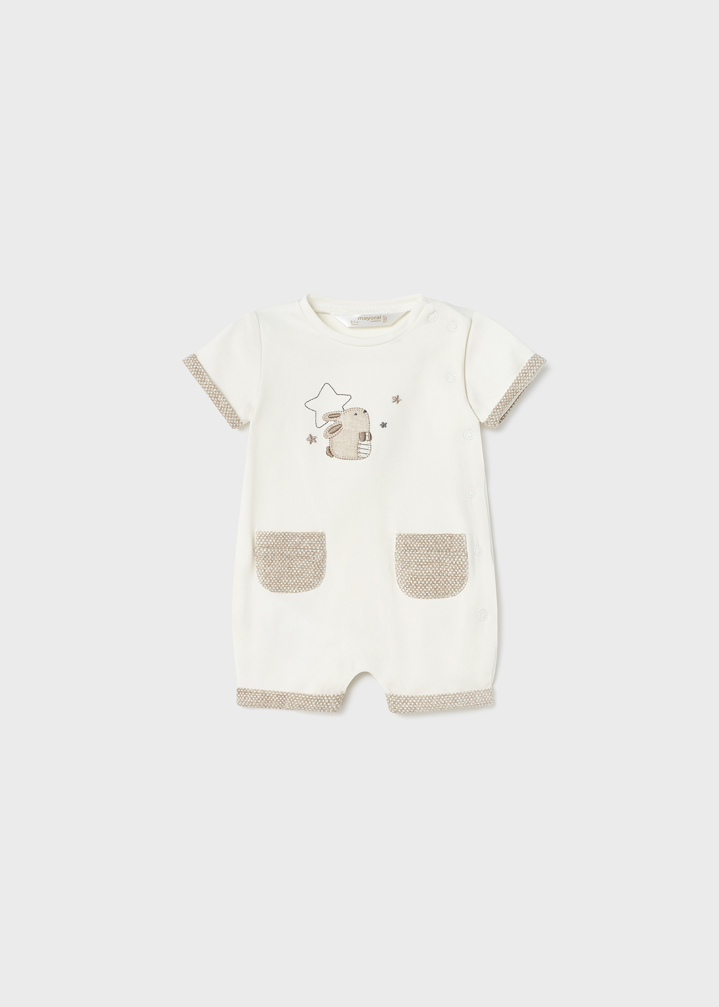 Pijama curto de algodão sustentável para recém-nascido