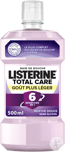 Listerine Total Care Bain De Bouche 10en1 Sans Alcool Goût Plus Léger Flacon 500ml