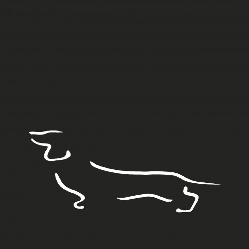 Ilustração de um Dachshund sem moldura, na cor preta.
