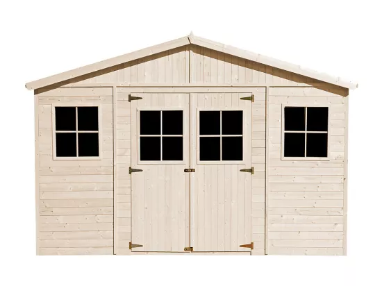 Abri de jardin en bois AVEC PLANCHER IMPRÉGNÉ - H246 x 418 x 420 cm/ 16 m² - M330+M330G