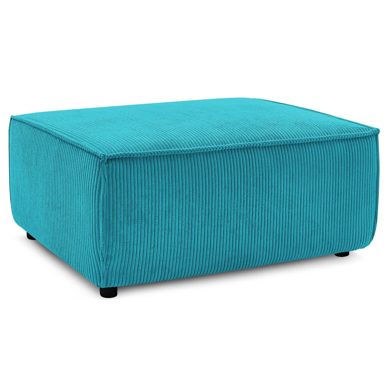 Bobochic Pouf en Velours côtelé Nihad bleu foncé - 100x70x44 cm