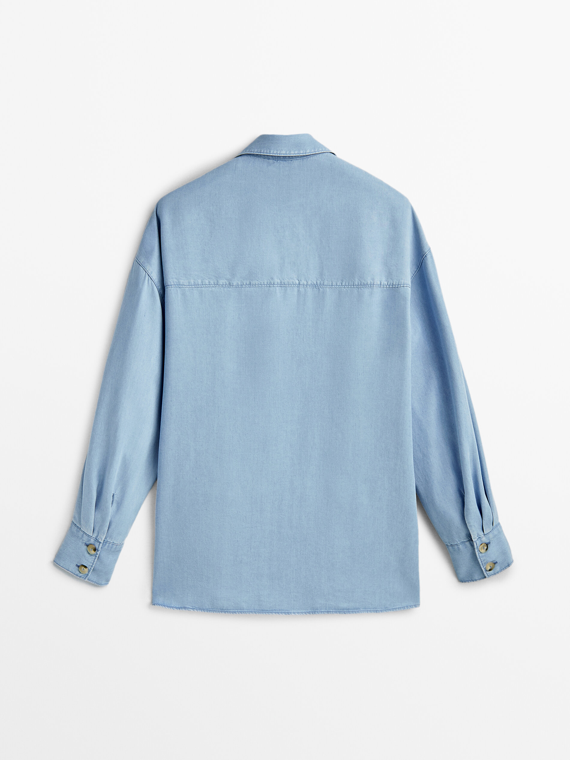 Camisa fluida com efeito jeans - AZUL MÉDIO
