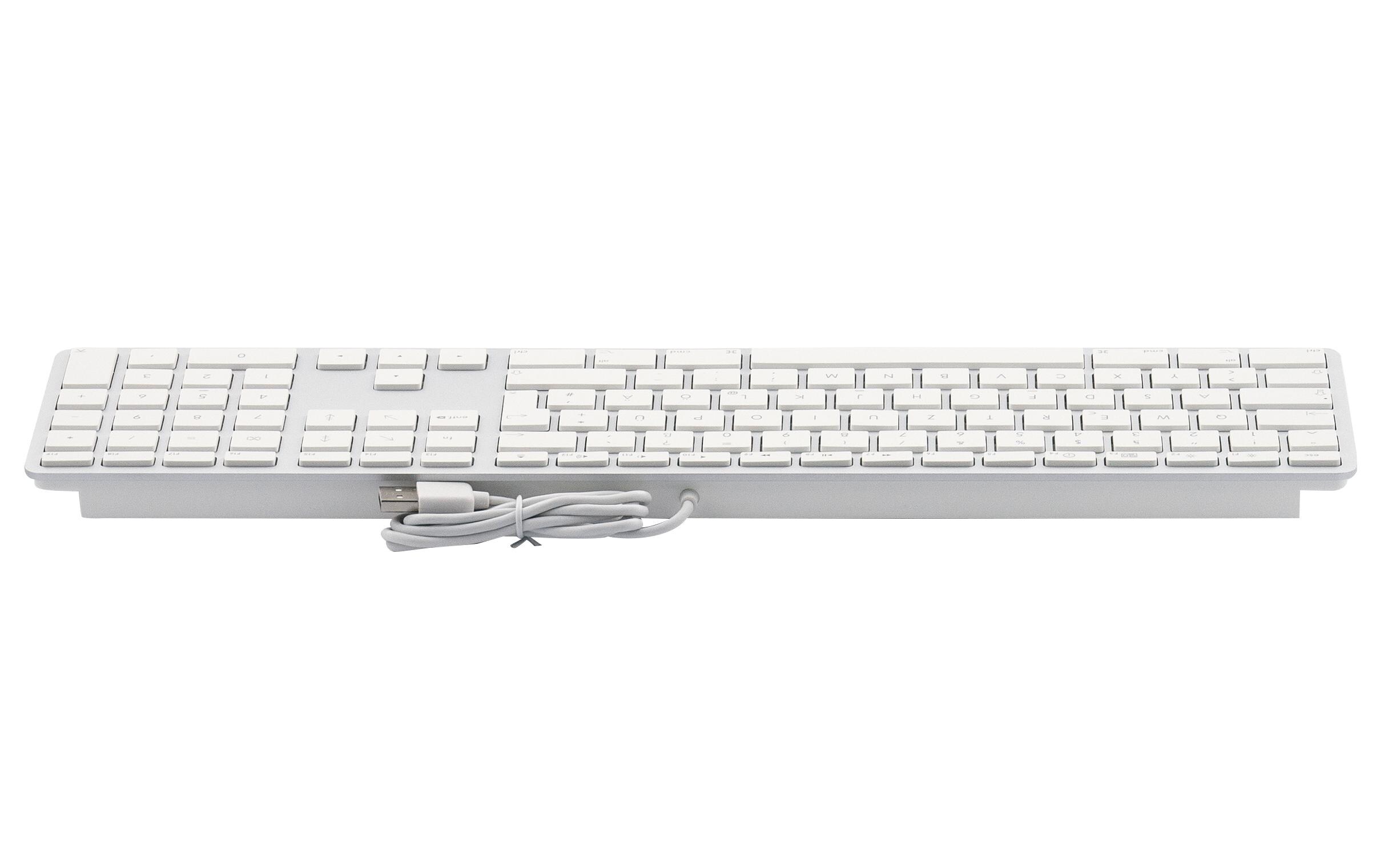 Tastatur KB-1243 Weiss, DE-Layout mit ZiffernblockElegante Tastatur mit Aluminiumcover