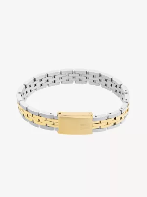 Pulseira de relógio em aço inoxidável com banho de ouro bicolor