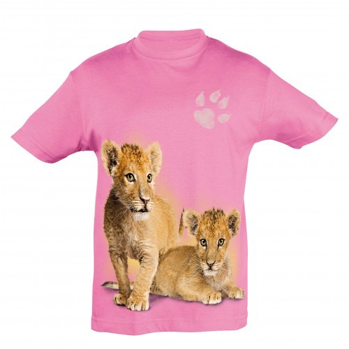 Camiseta infantil para menino com estampa de leões, rosa