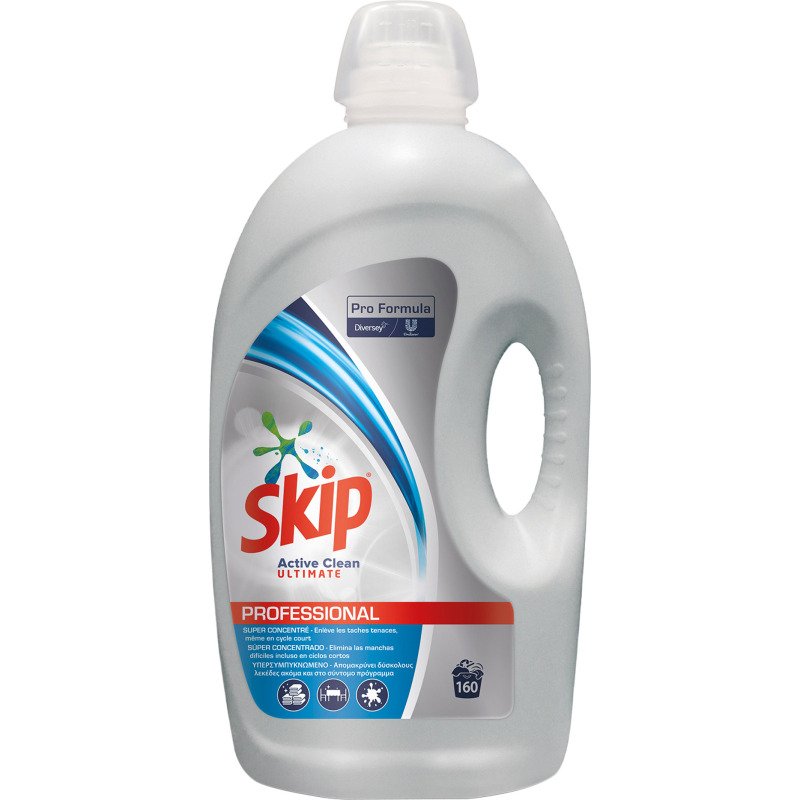 Lessive liquide concentrée Active Clean Ultimate Skip Professional - 160 lavages - Bidon de 4,32 L