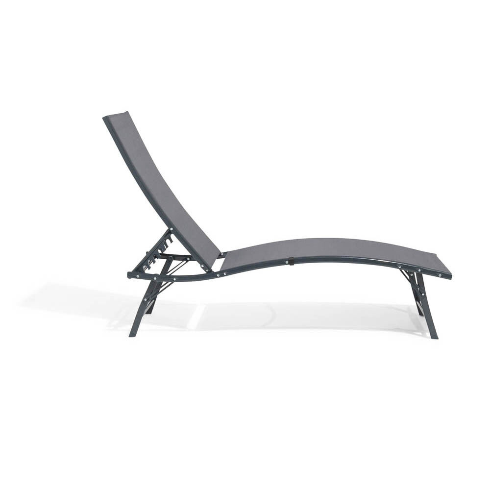 Bain de soleil Bahia pliant 5 positions gris 182x55xH34-92cm