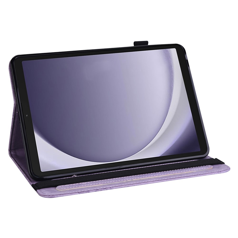 Samsung Galaxy Tab A9  Plus Leder Tasche Flip Cover Butterflies Imprint   S-Pen Halterung - Lila