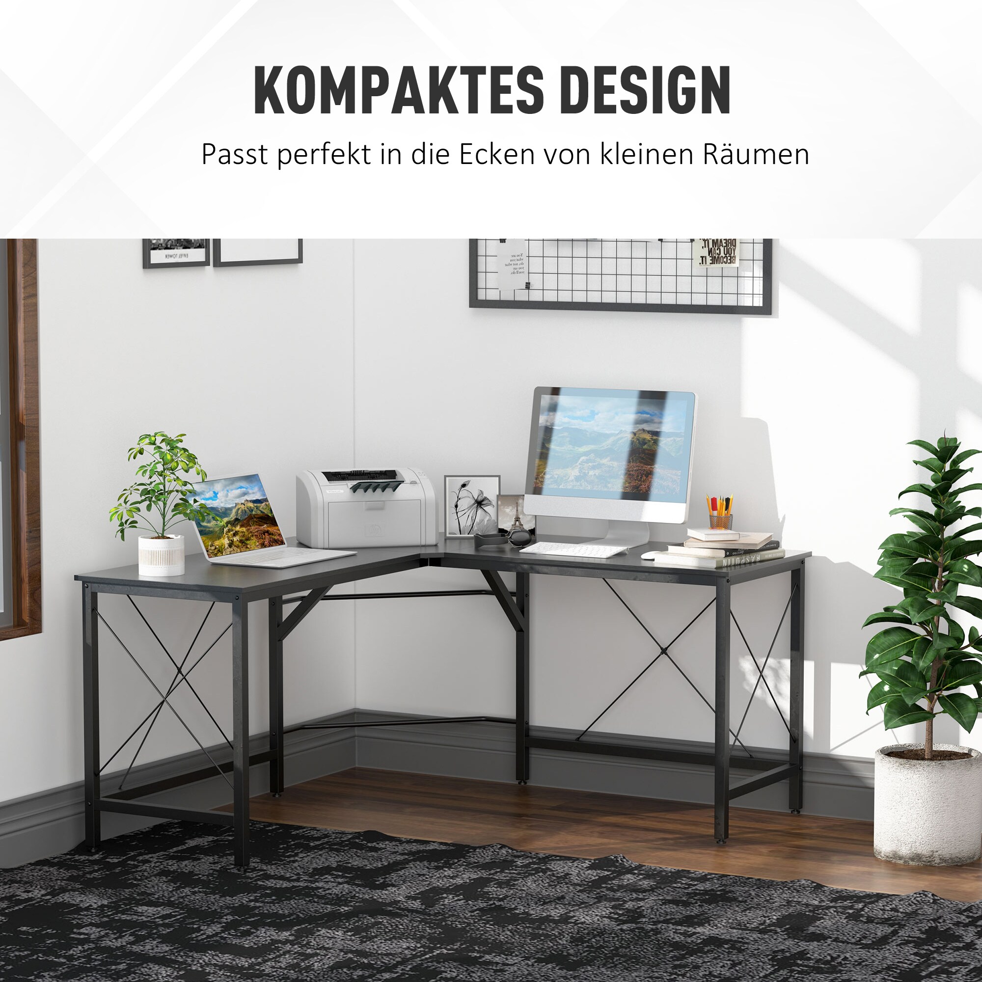 HOMCOM Winkelschreibtisch 150 x 150 x 76 cm (LxBxH)