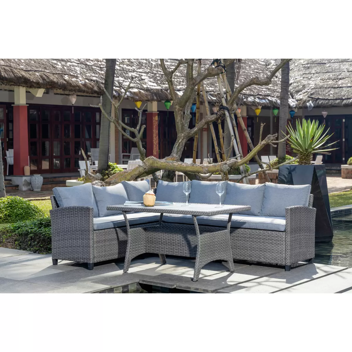 Ondega Gartenlounge Vipora 3-Teilig Links Grau