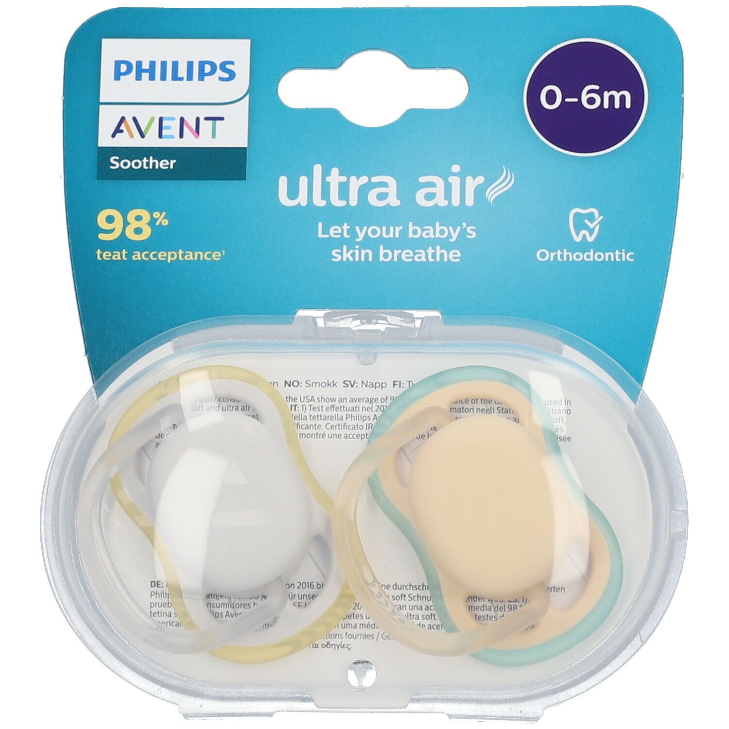PHILIPS Avent Ultra Air Schnuller 0-6 Monate, beige/ grau