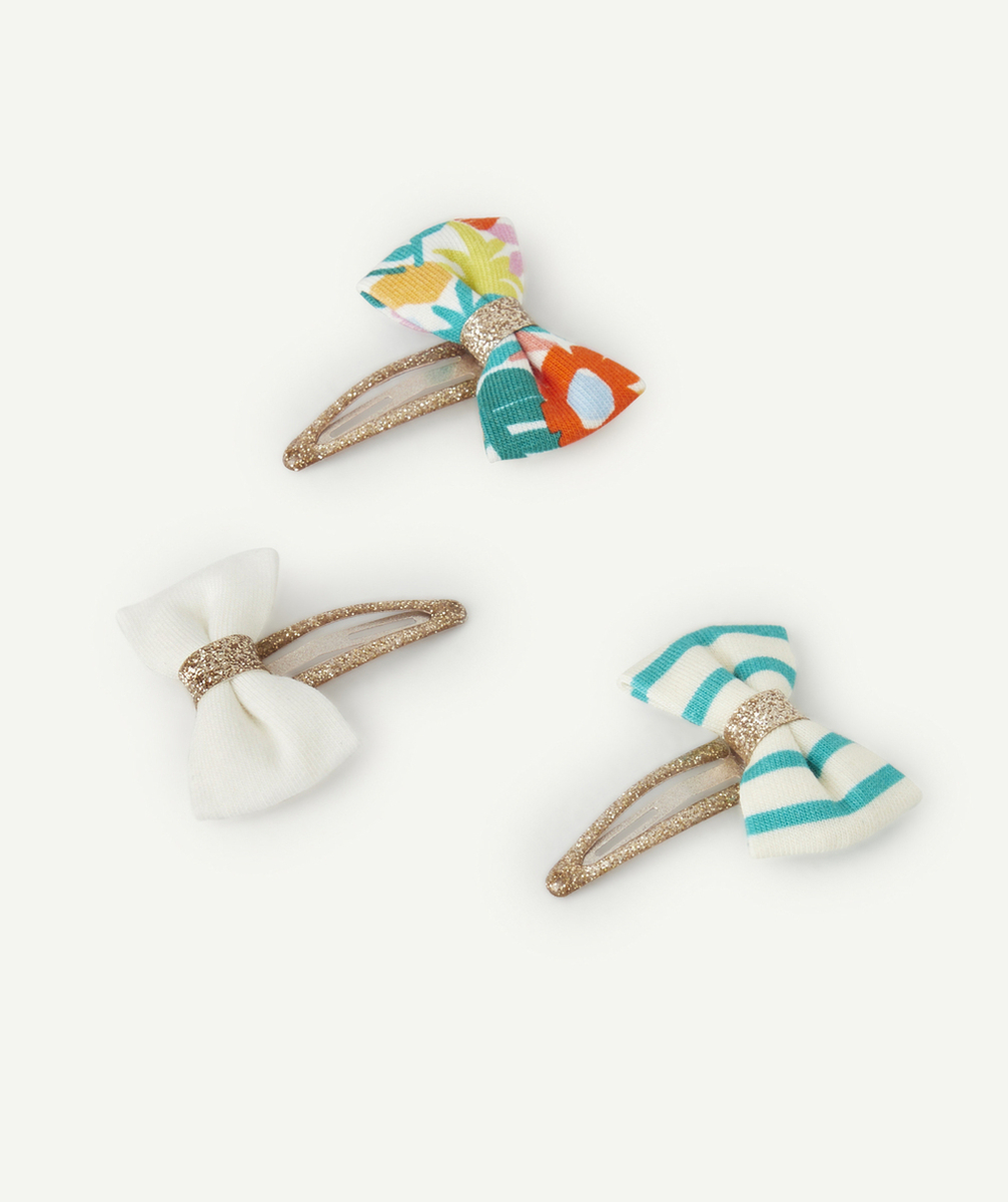 lot de 3 barrettes bébé fille avec noeuds colorés