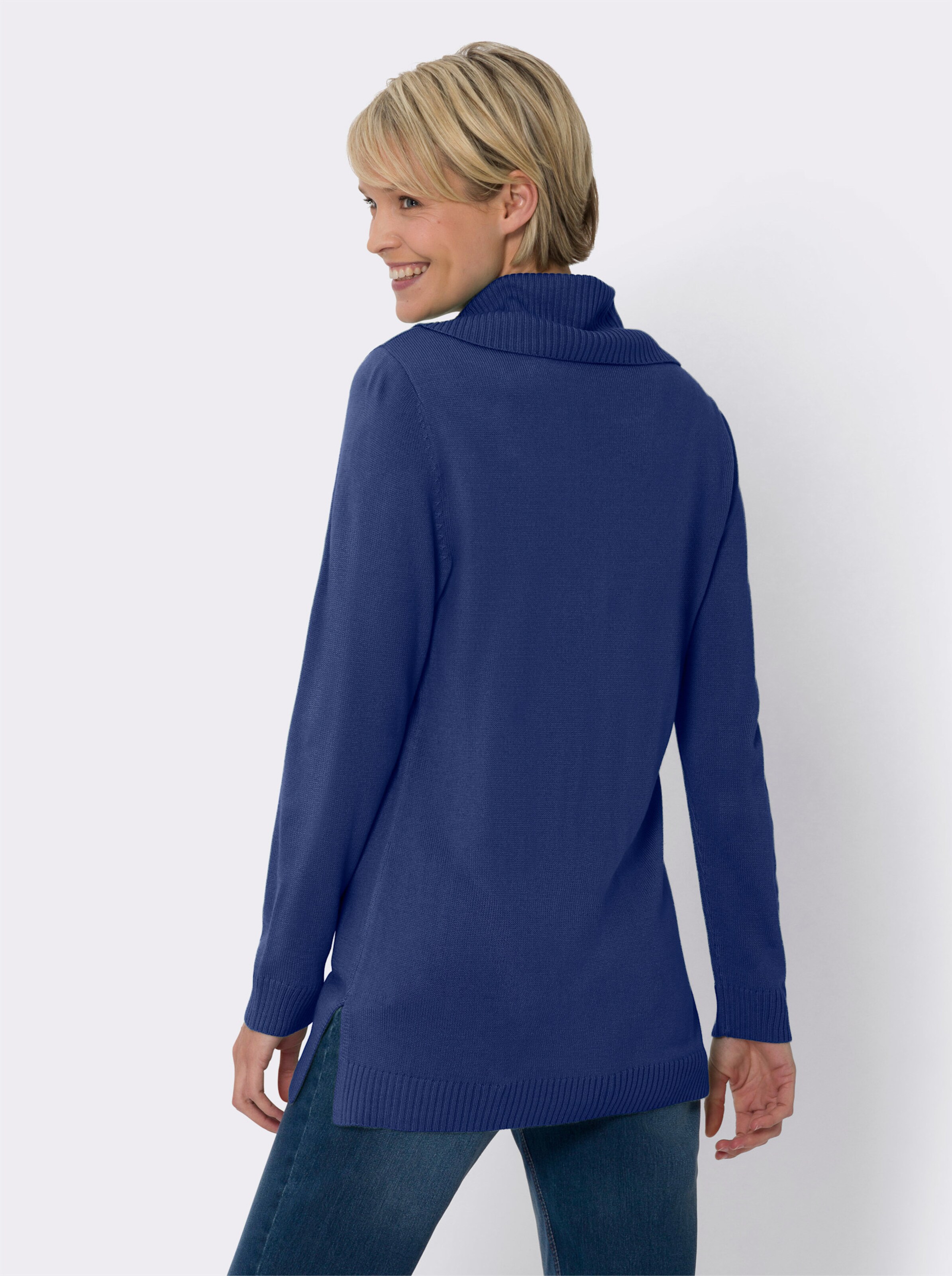 Longpullover mit halsfernem Kragen