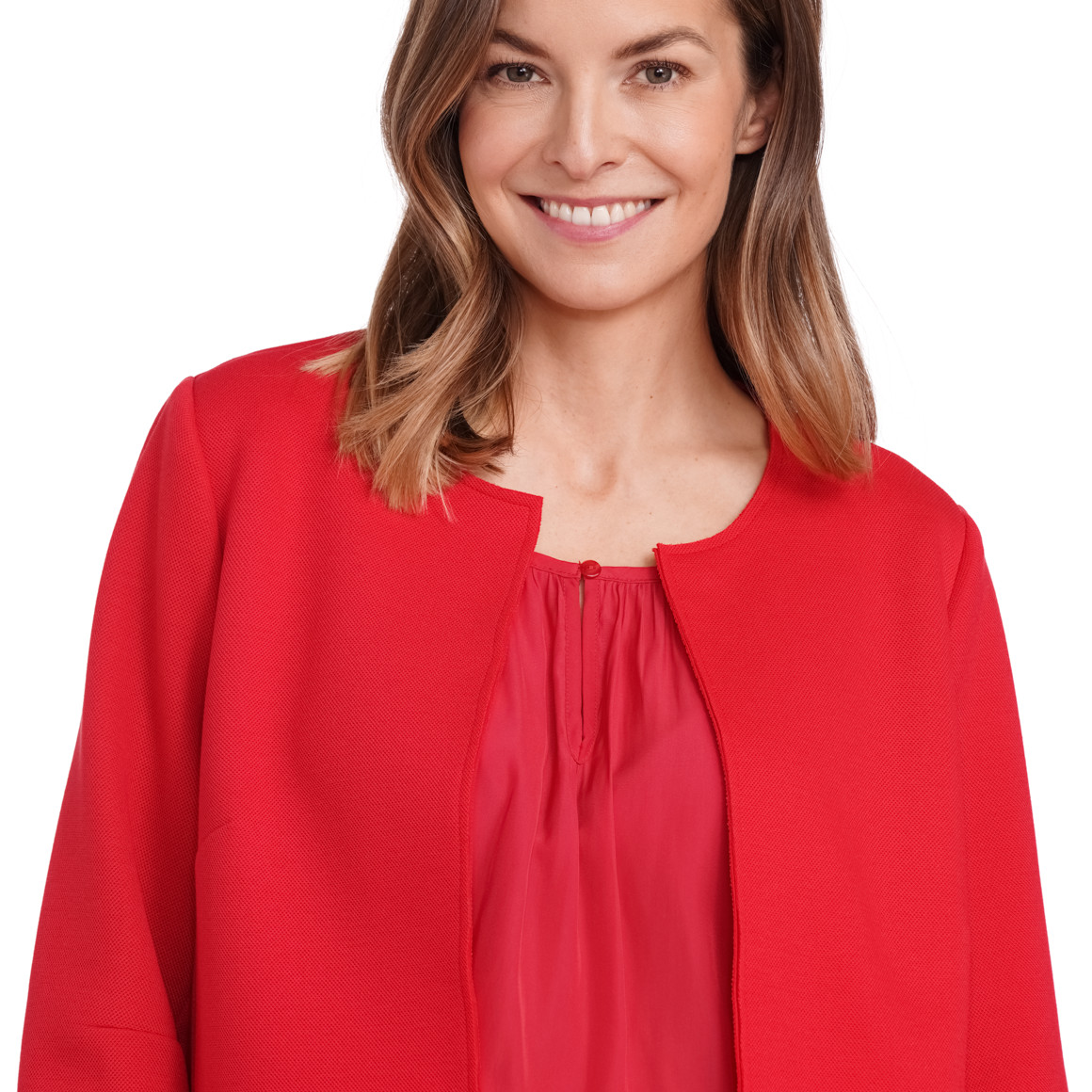 Gina Benott Damen Blazer mit leichter Struktur rot