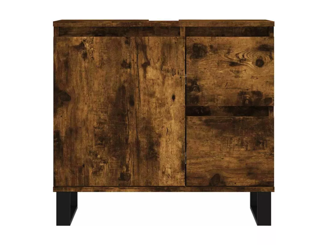 Armoire de bain chêne fumé 65x33x60 cm bois d'ingénierie