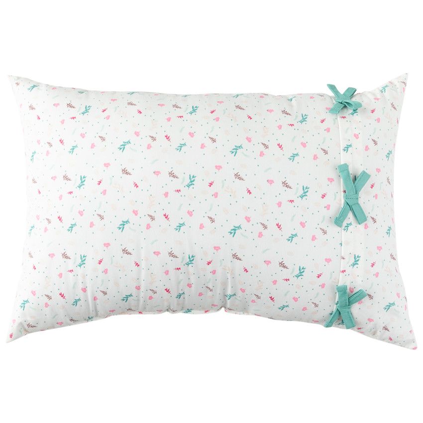 Coussin décoratif à imprimé floral - Ecru