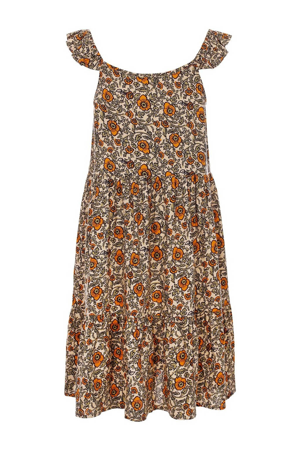 LOOXS gebloemde jurk bruin/oranje