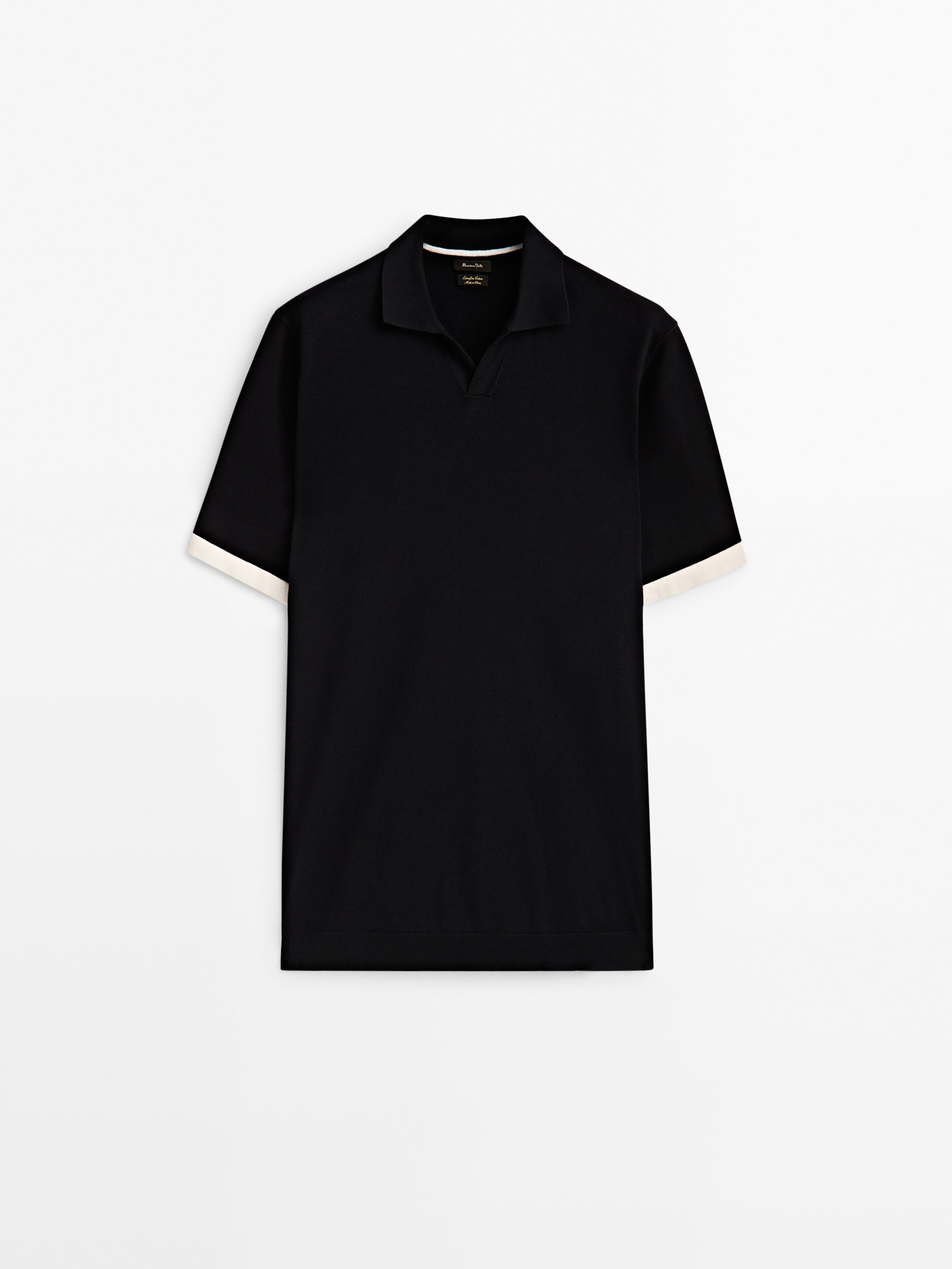 Camisa polo de manga curta contrastante - AZUL MARINHO
