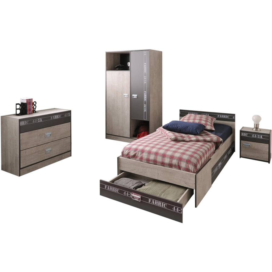 Parisot Kinder- und Jugendzimmer 4-tlg Fabric 1 Esche-grau Esche-grau