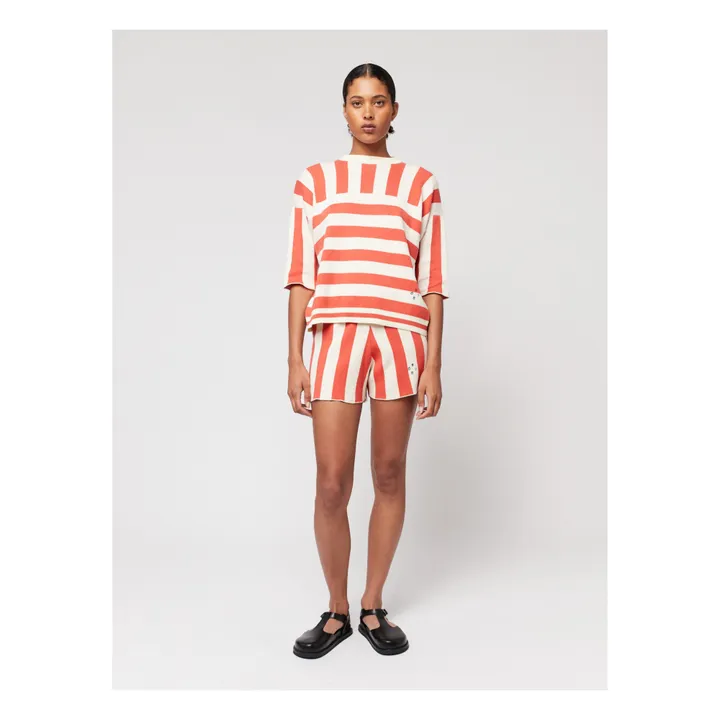 Bobo Choses Pull Manches Courtes Rayures Coton Bio - Collection Femme  | Rouge