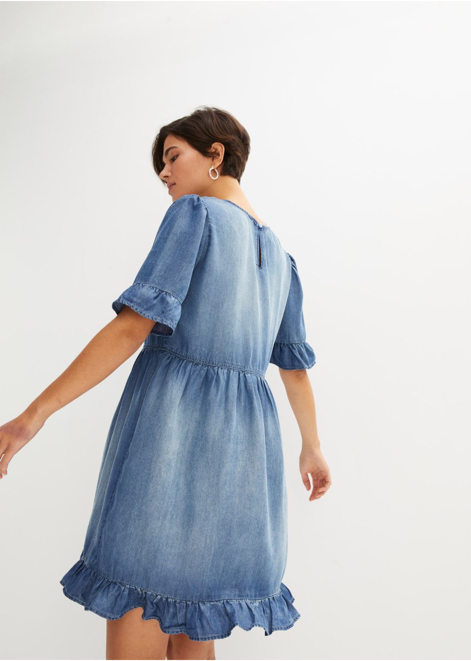 Robe en jean avec volants en Lyocell