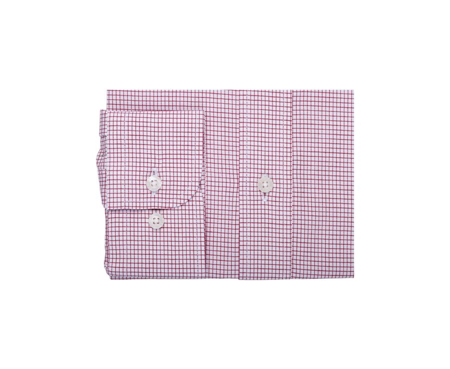 Chemise twill blanc à petits carreaux rouge - STELLAN