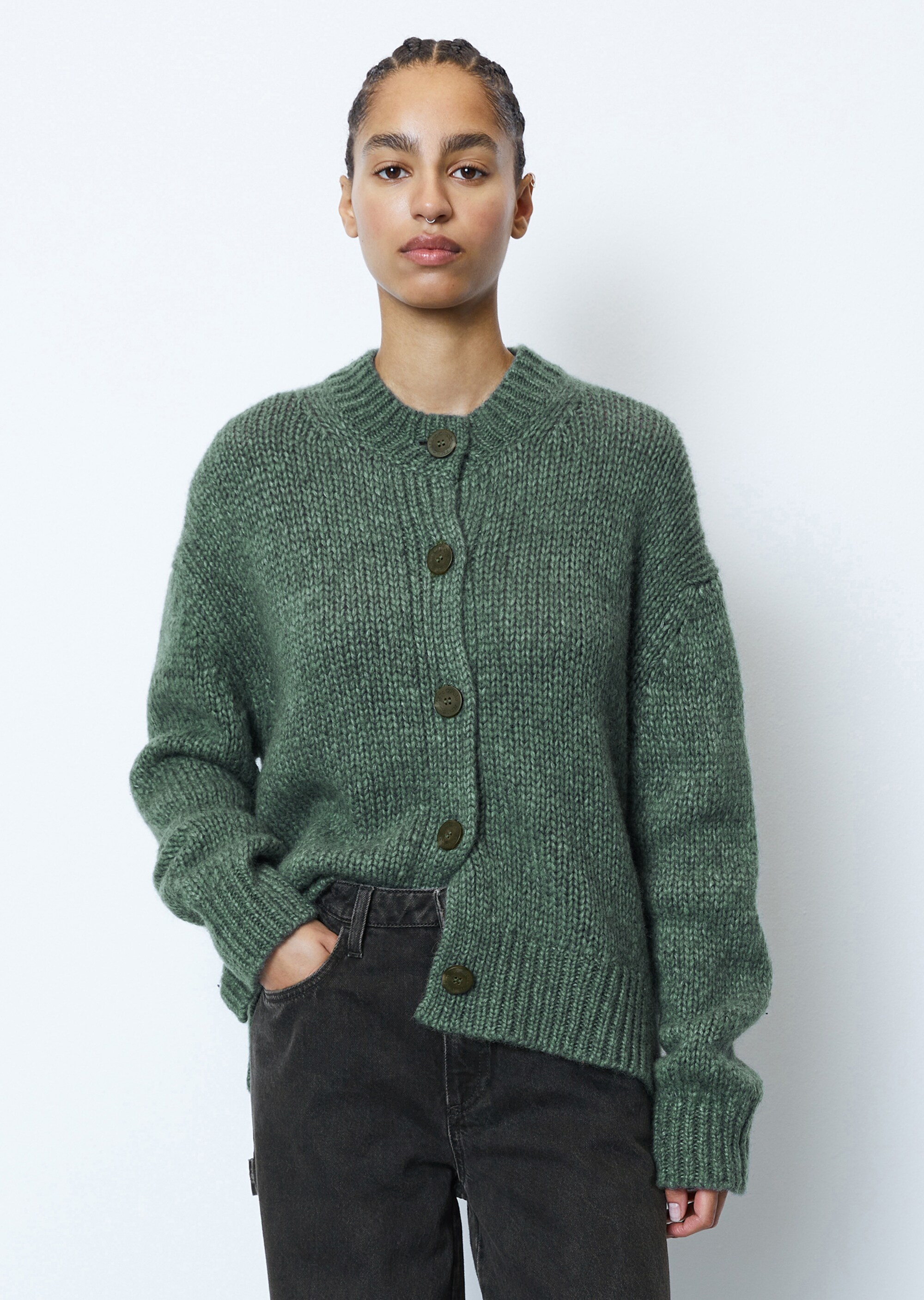 Softer Rundhals-Cardigan cropped aus kuscheligem Garn-Mix